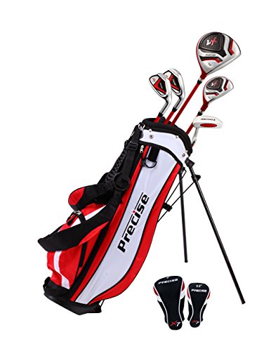 Precise X7 Junior Complete Golf Club Set for Children Kids - 3 Age Groups Boys & Girls - Right Hand & Left Hand! (Red Ages 6-8, Left Hand)