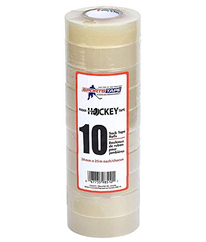Sports Tape SportsTape Clear Hockey Tape - for Socks and Gear, Easy to Stretch and Tear (10 Pack), One size