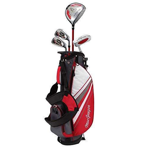 MacGregor Golf Junior Boys DCT3000 Premium Golf Club & Stand Bag Package Set, Red/White, Right Hand 6-8 Years