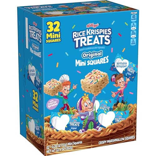 Rice Krispies Treats Crispy Mini Marshmallow Squares, Easter Snacks, Cereal Bars, Original with Colorful Sprinkles, 12.4oz Box (32 Bars)