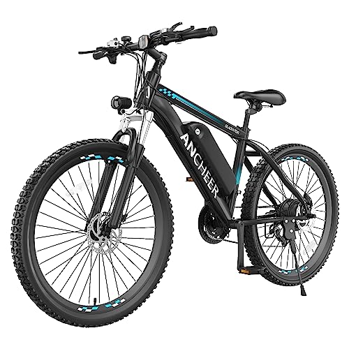 ANCHEER 500W 26' Electric Bike for Adults, [Peak 750W], 48V 10.4Ah Battery, Up to 55 Miles, 3H Fast Charge, Electric Mountain Bike, 2.1' eMTB Tire, 21 Speed, 20MPH Adults Electric Bicycle