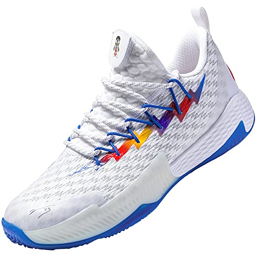 PEAK Men's Basketball Shoes Lightning Sport Shoes for Basketball, Running, Walking White